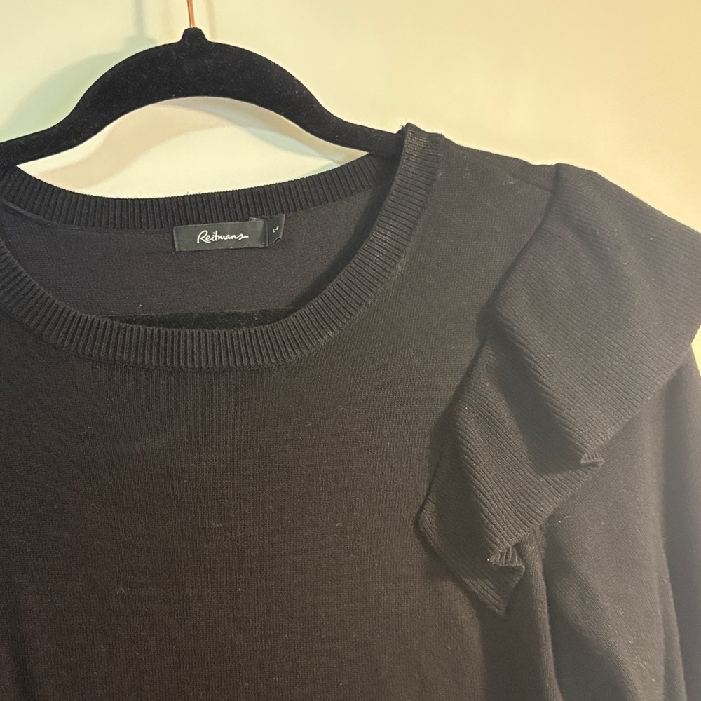 Reitmans Black Ruffle Sleeve Top - Picture 2 of 3
